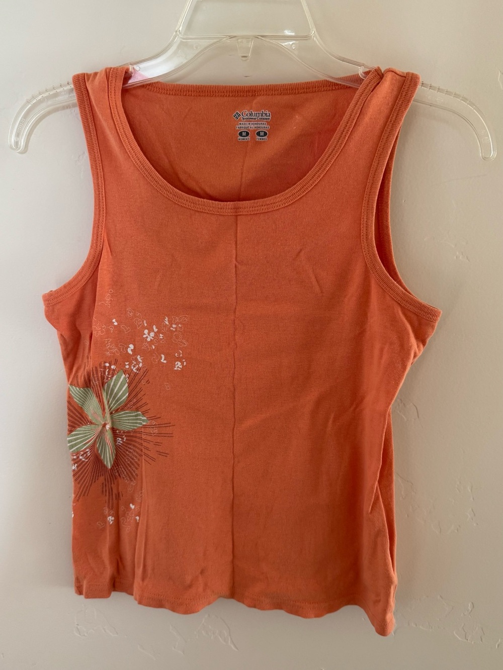 Columbia Coral-Orange Floral Scoop Neck Tank, Floral